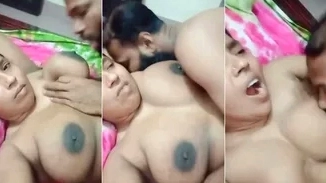 A video of a Delhi honeymoon wife enjoying fingering and sucking her breasts
