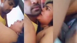 Big boobs of a chubby mallu aunt are sucked by a passionate lover.